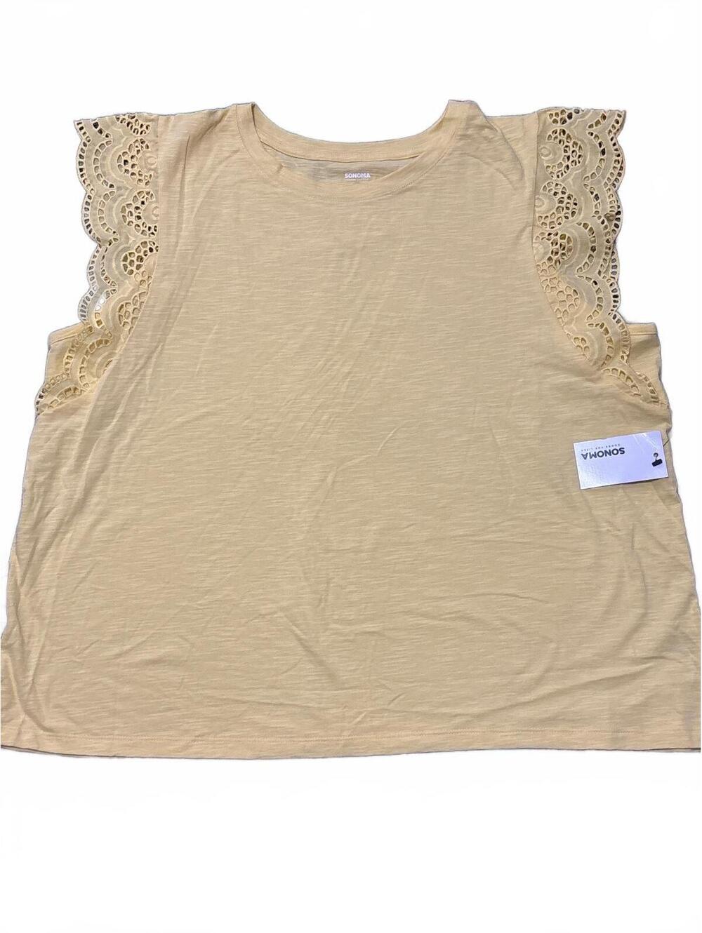 Sonoma Women's XXL Yellow Cotton Ruffle Sleeve Tank Top